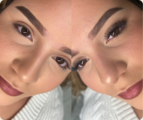 Avant et après extensions de cils